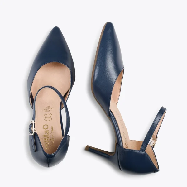 MiMaO ShopOnline DONNA – Chaussures De Soirée Confortables à Talon BLEU MARINE 3