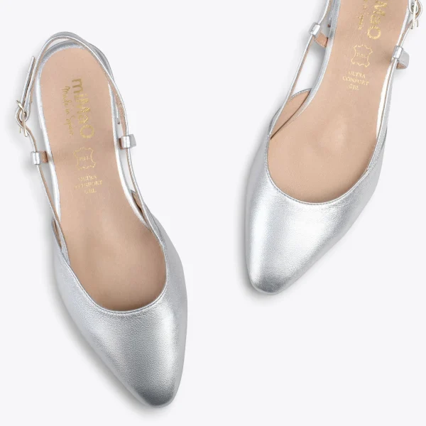 MiMaO ShopOnline BRUNCH – Chaussures à Talon Bas Et Bride Arrière ARGENTÉ 3