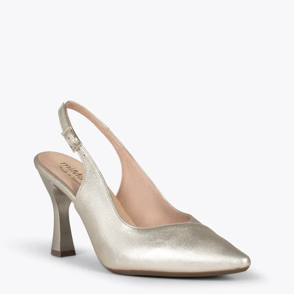 MiMaO ShopOnline GLAM À BRIDE ARRIÈRE – Chaussures à Talon En Cuir Nappa DORÉ 5
