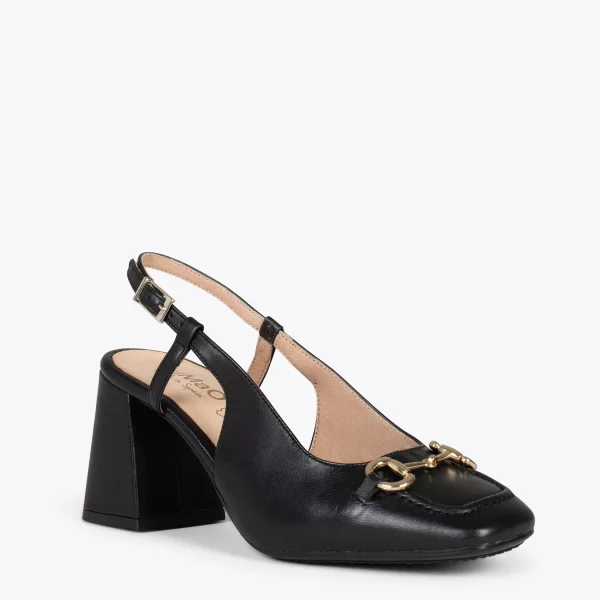 MiMaO ShopOnline MIA À BRIDE ARRIÈRE – Slingback à Talon Large NOIR 5