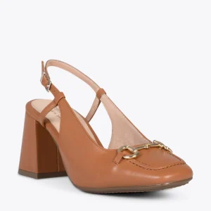 MiMaO ShopOnline MIA À BRIDE ARRIÈRE – Slingback à Talon Large CAMEL 15
