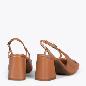 MiMaO ShopOnline MIA À BRIDE ARRIÈRE – Slingback à Talon Large CAMEL 13