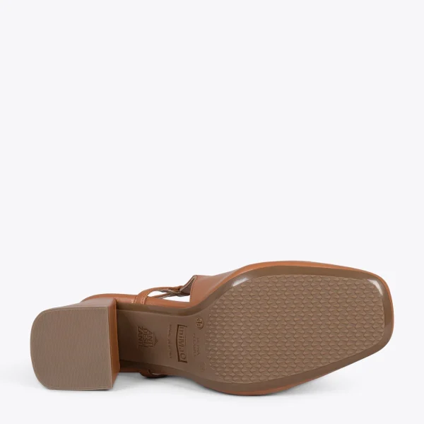 MiMaO ShopOnline MIA À BRIDE ARRIÈRE – Slingback à Talon Large CAMEL 6