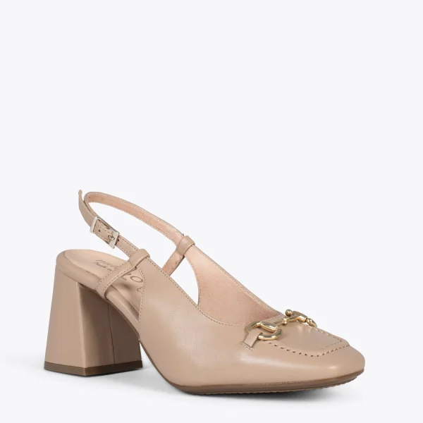 MiMaO ShopOnline MIA À BRIDE ARRIÈRE – Slingback à Talon Large TAUPE 5