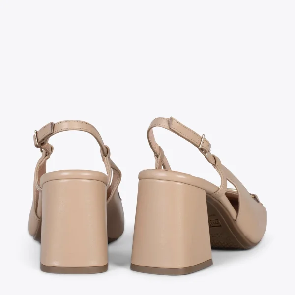 MiMaO ShopOnline MIA À BRIDE ARRIÈRE – Slingback à Talon Large TAUPE 4