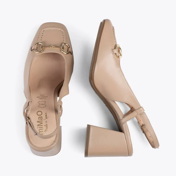 MiMaO ShopOnline MIA À BRIDE ARRIÈRE – Slingback à Talon Large TAUPE 3