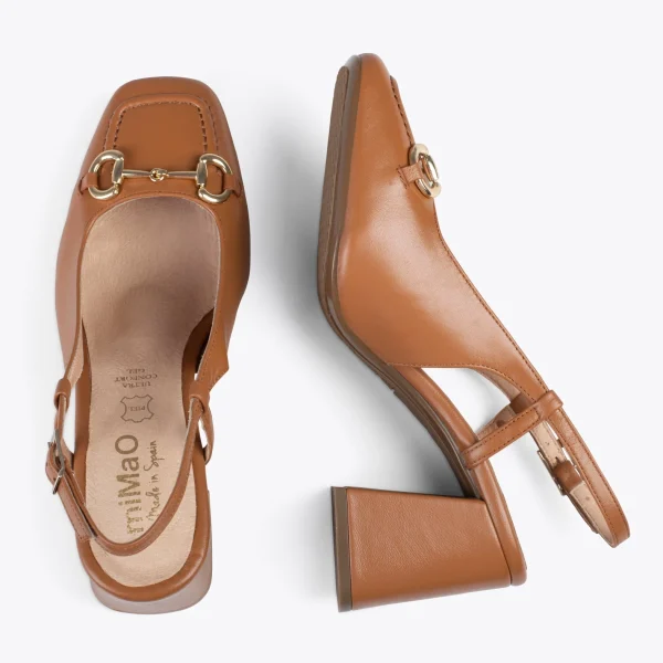 MiMaO ShopOnline MIA À BRIDE ARRIÈRE – Slingback à Talon Large CAMEL 3