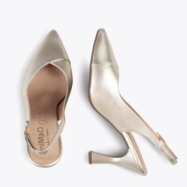 MiMaO ShopOnline GLAM À BRIDE ARRIÈRE – Chaussures à Talon En Cuir Nappa DORÉ 3
