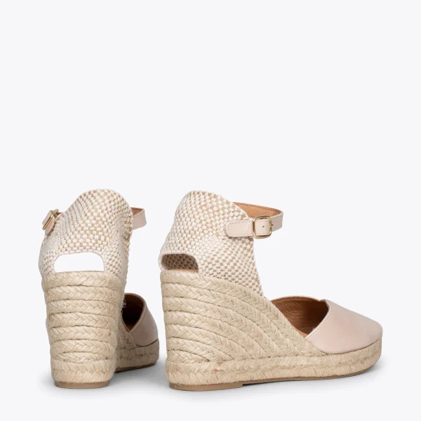 MiMaO ShopOnline NERJA VERNI – Espadrilles Compensées Talon Haut Avec Boucle BEIGE 4