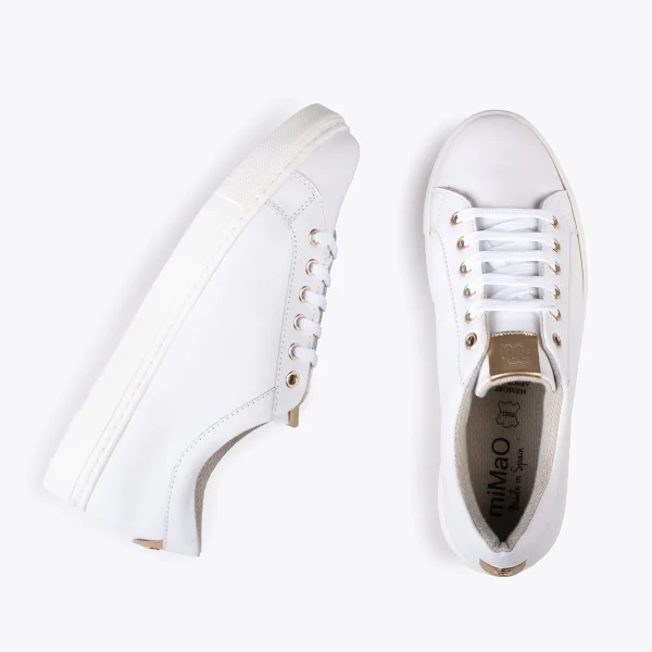 MiMaO ShopOnline SNEAKER – Baskets Casual Pour Femme BLANC-DORÉ 3