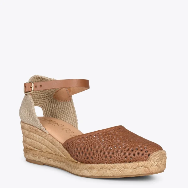 MiMaO ShopOnline MALDIVAS – Espadrilles Compensées En Cuir Nappa MARRON 5