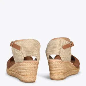 MiMaO ShopOnline MALDIVAS – Espadrilles Compensées En Cuir Nappa MARRON 13