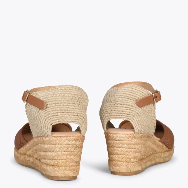 MiMaO ShopOnline MALDIVAS – Espadrilles Compensées En Cuir Nappa MARRON 4