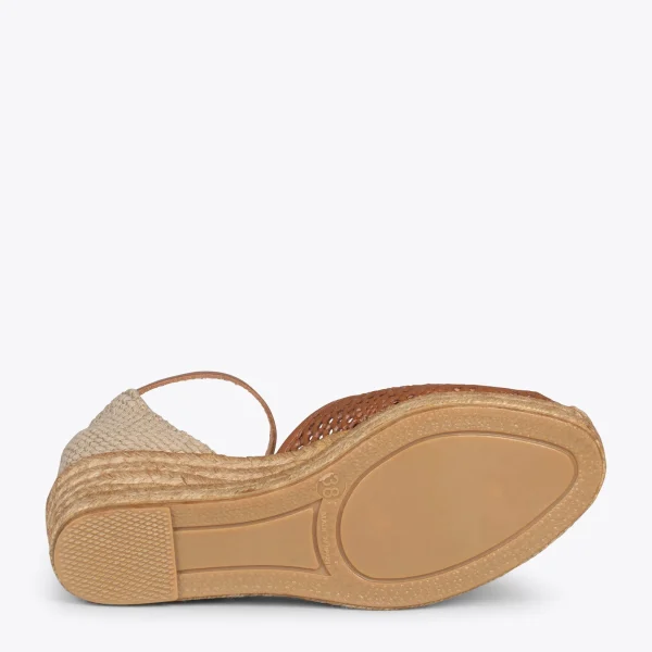 MiMaO ShopOnline MALDIVAS – Espadrilles Compensées En Cuir Nappa MARRON 6