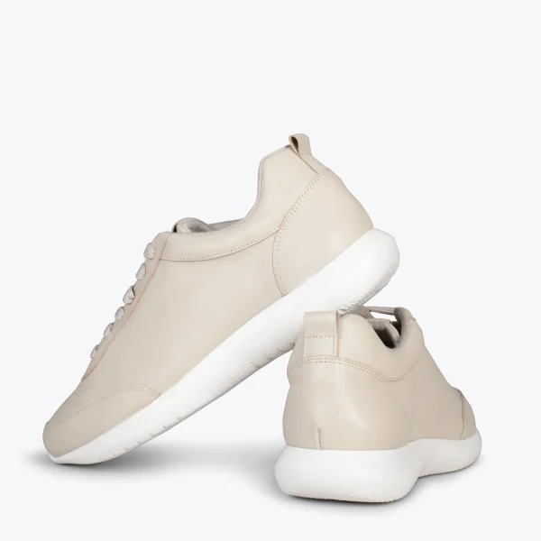 MiMaO ShopOnline MIAMI – Baskets En Cuir Nappa à Lacets BEIGE 4