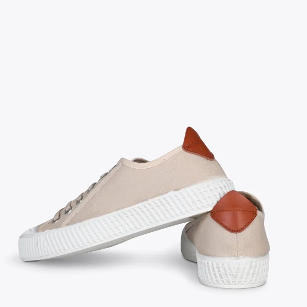 MiMaO ShopOnline BAMBA – Baskets Casual En Toile Pour Femme BEIGE 4