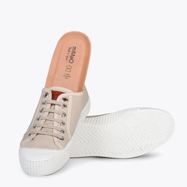 MiMaO ShopOnline BAMBA – Baskets Casual En Toile Pour Femme BEIGE 6