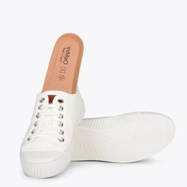 MiMaO ShopOnline BAMBA – Baskets Casual En Toile Pour Femme BLANC 6