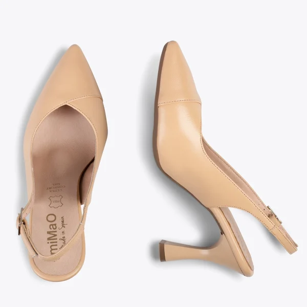 MiMaO ShopOnline GLAM À BRIDE ARRIÈRE – Chaussures à Talon En Cuir Nappa SABLE 3