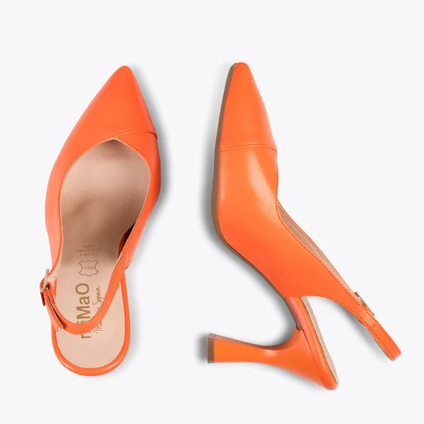 MiMaO ShopOnline GLAM À BRIDE ARRIÈRE – Chaussures à Talon En Cuir Nappa ORANGE 3