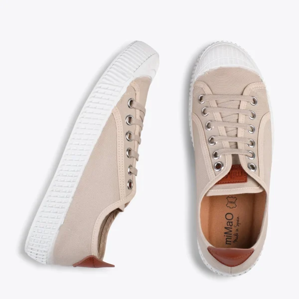 MiMaO ShopOnline BAMBA – Baskets Casual En Toile Pour Femme BEIGE 3