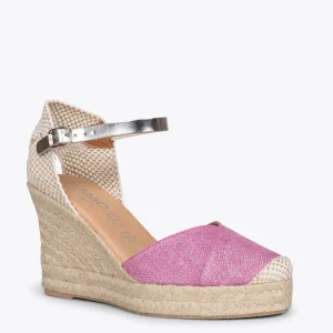 MiMaO ShopOnline CONIL – Espadrilles à Talon Haut En Lin FUCHSIA 14