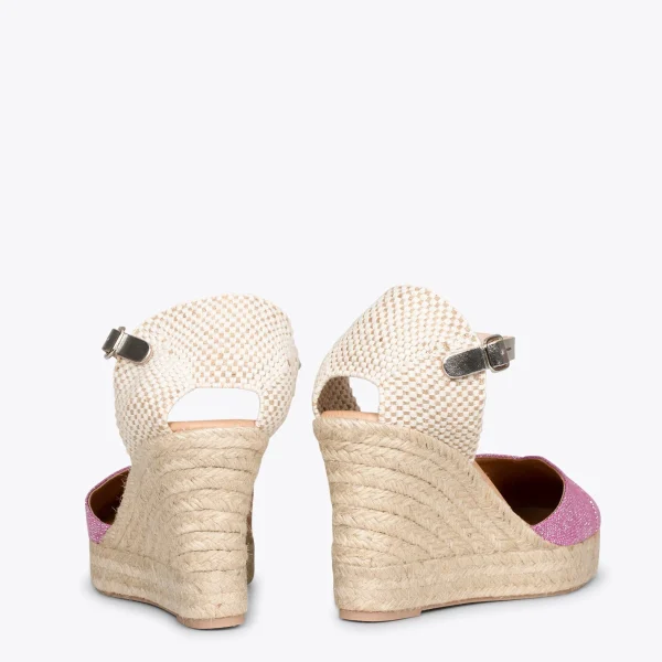 MiMaO ShopOnline CONIL – Espadrilles à Talon Haut En Lin FUCHSIA 4