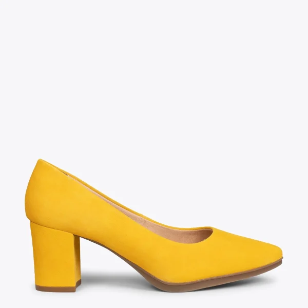 MiMaO ShopOnline URBAN S – Chaussures à Talon Moyen En Daim JAUNE 1