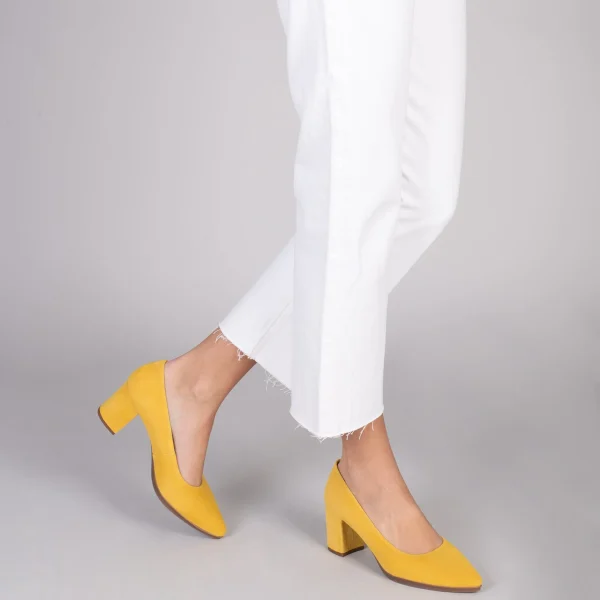 MiMaO ShopOnline URBAN S – Chaussures à Talon Moyen En Daim JAUNE 7