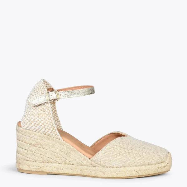 MiMaO ShopOnline DUNA – Espadrilles En Lin Métallisé DORÉ 1