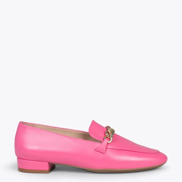 MiMaO ShopOnline CHAIN – Mocassins En Cuir Pour Femme FUCHSIA 1