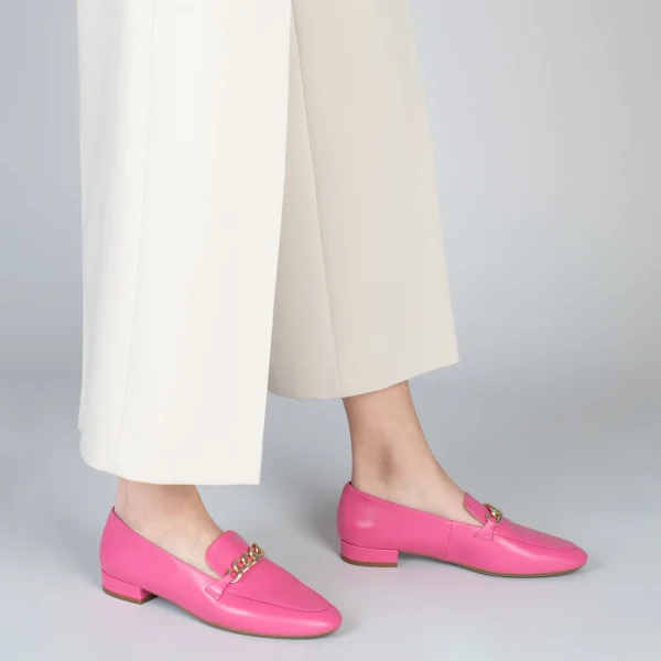 MiMaO ShopOnline CHAIN – Mocassins En Cuir Pour Femme FUCHSIA 7