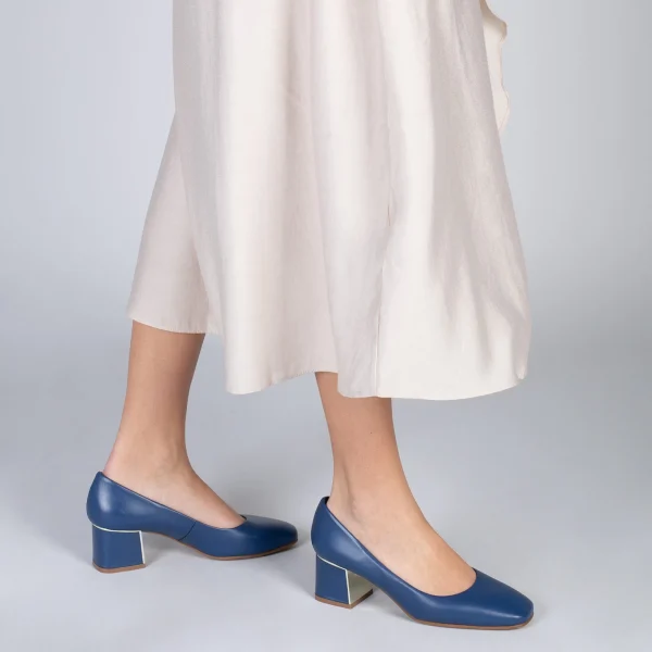 MiMaO ShopOnline Femme – Chaussures à Talon Bas Et Bout Carré BLEU MARINE 7