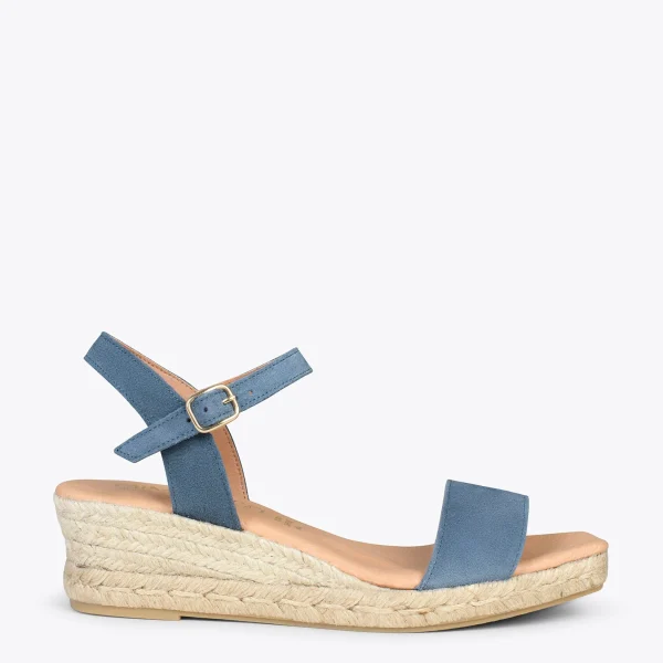MiMaO ShopOnline JEREZ – Sandales Compensées En Jute Et Cuir JEANS 1
