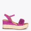 MiMaO ShopOnline FLOWER – Sandales Avec Compensé En Raphia Et Pompon FUCHSIA 25