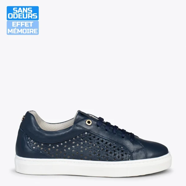 MiMaO ShopOnline BREATHE – Baskets En Cuir Nappa Ajouré BLEU MARINE 1
