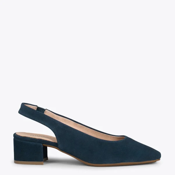MiMaO ShopOnline URBAN LADY – Escarpins à Talon Moyen à Bride Arrière BLEU MARINE 1