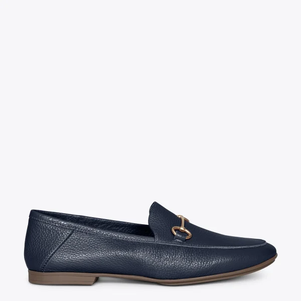 MiMaO ShopOnline STYLE – Mocassins En Cuir Avec Détail Métallique BLEU MARINE 1