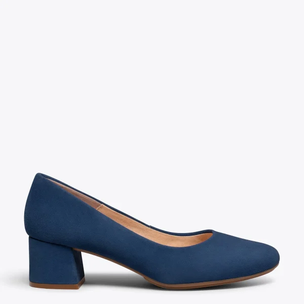 MiMaO ShopOnline URBAN ROND – Chaussures à Talon Bas En Daim BLEU MARINE 1