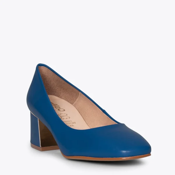 MiMaO ShopOnline Femme – Chaussures à Talon Bas Et Bout Carré BLEU MARINE 5