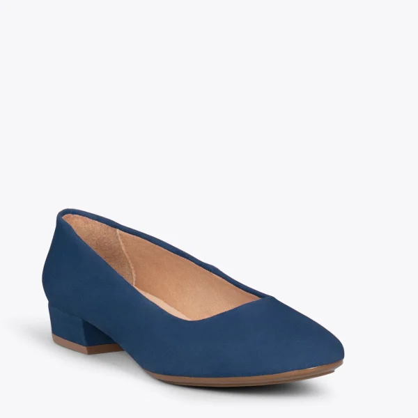 MiMaO ShopOnline URBAN XS – Chaussures à Talon Bas En Cuir Daim BLEU MARINE 5