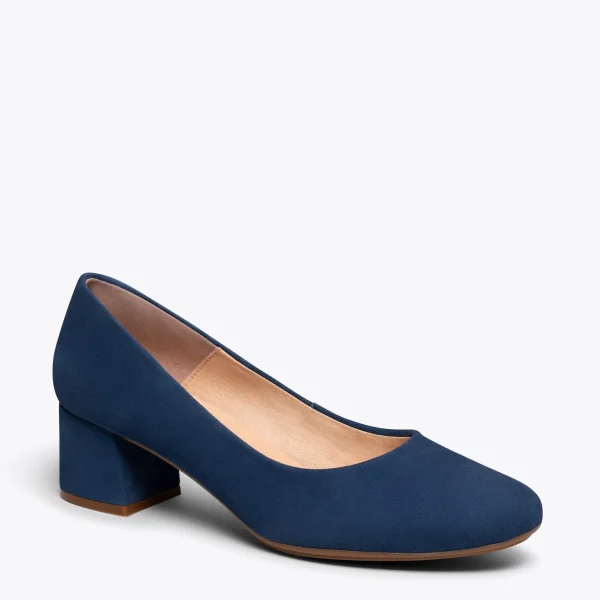 MiMaO ShopOnline URBAN ROND – Chaussures à Talon Bas En Daim BLEU MARINE 5