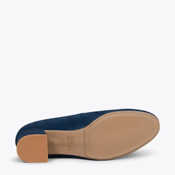 MiMaO ShopOnline URBAN ROND – Chaussures à Talon Bas En Daim BLEU MARINE 6