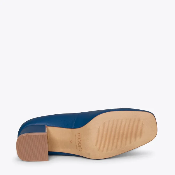 MiMaO ShopOnline Femme – Chaussures à Talon Bas Et Bout Carré BLEU MARINE 6