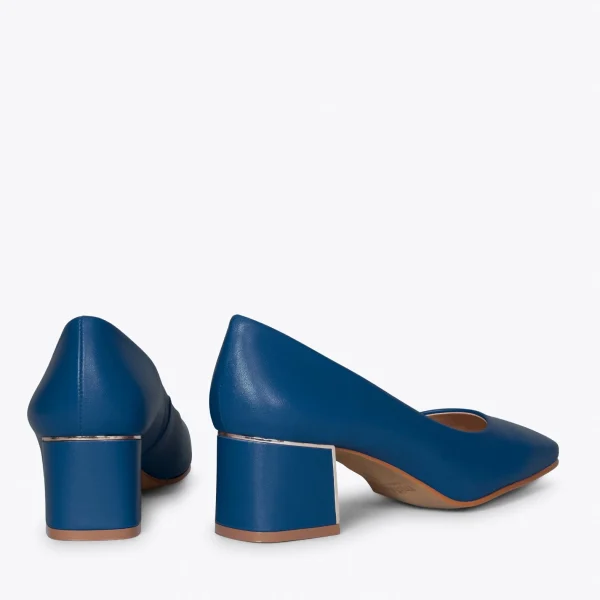 MiMaO ShopOnline Femme – Chaussures à Talon Bas Et Bout Carré BLEU MARINE 4