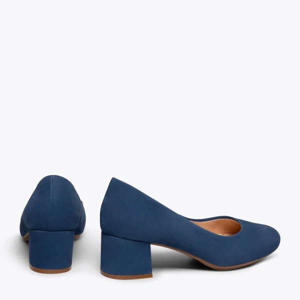 MiMaO ShopOnline URBAN ROND – Chaussures à Talon Bas En Daim BLEU MARINE 4