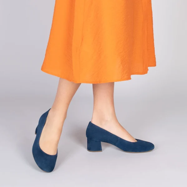 MiMaO ShopOnline URBAN ROND – Chaussures à Talon Bas En Daim BLEU MARINE 7