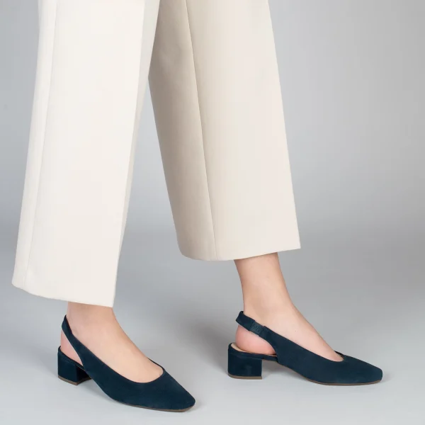MiMaO ShopOnline URBAN LADY – Escarpins à Talon Moyen à Bride Arrière BLEU MARINE 7