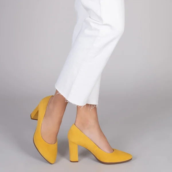 MiMaO ShopOnline URBAN – Chaussures à Talon Haut En Daim JAUNE 7