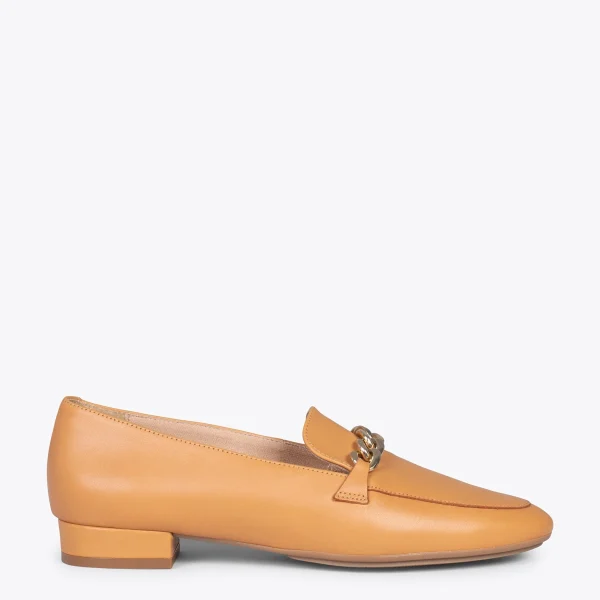 MiMaO ShopOnline CHAIN – Mocassins En Cuir Pour Femme CAMEL 1